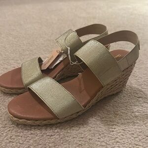 Tommy Bahama Sz 9 Muted Sage Gold Sakura Espadrille Ankle Strap Sandals